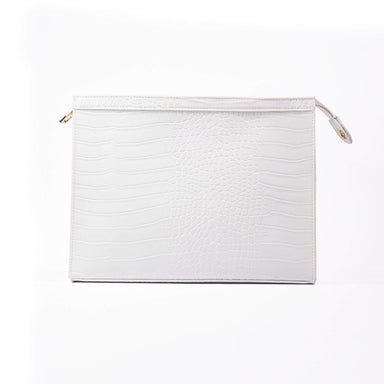 Obliphica Signature Croc Travel 
White Bag, Front View