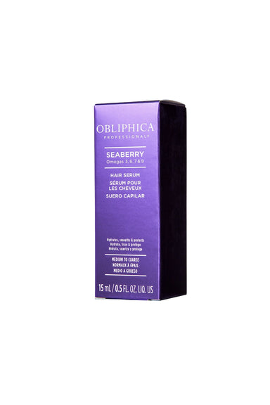 Obliphica Seaberry Hair Serum 15ml / 0.5oz. for Medium to Coarse hair textures. Hydrates, smooths & protects.