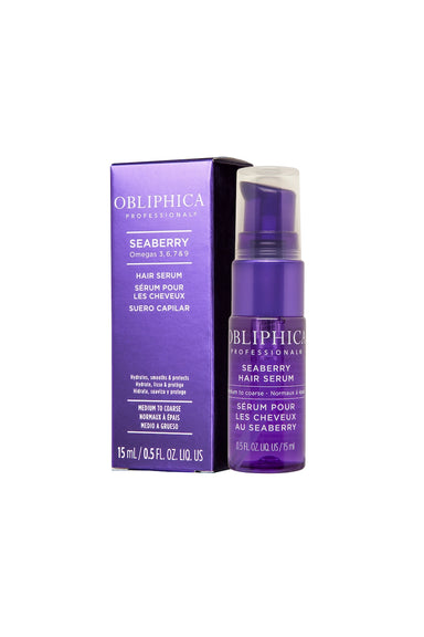Obliphica Seaberry Hair Serum 15ml / 0.5oz. for Medium to Coarse hair textures. Hydrates, smooths & protects.