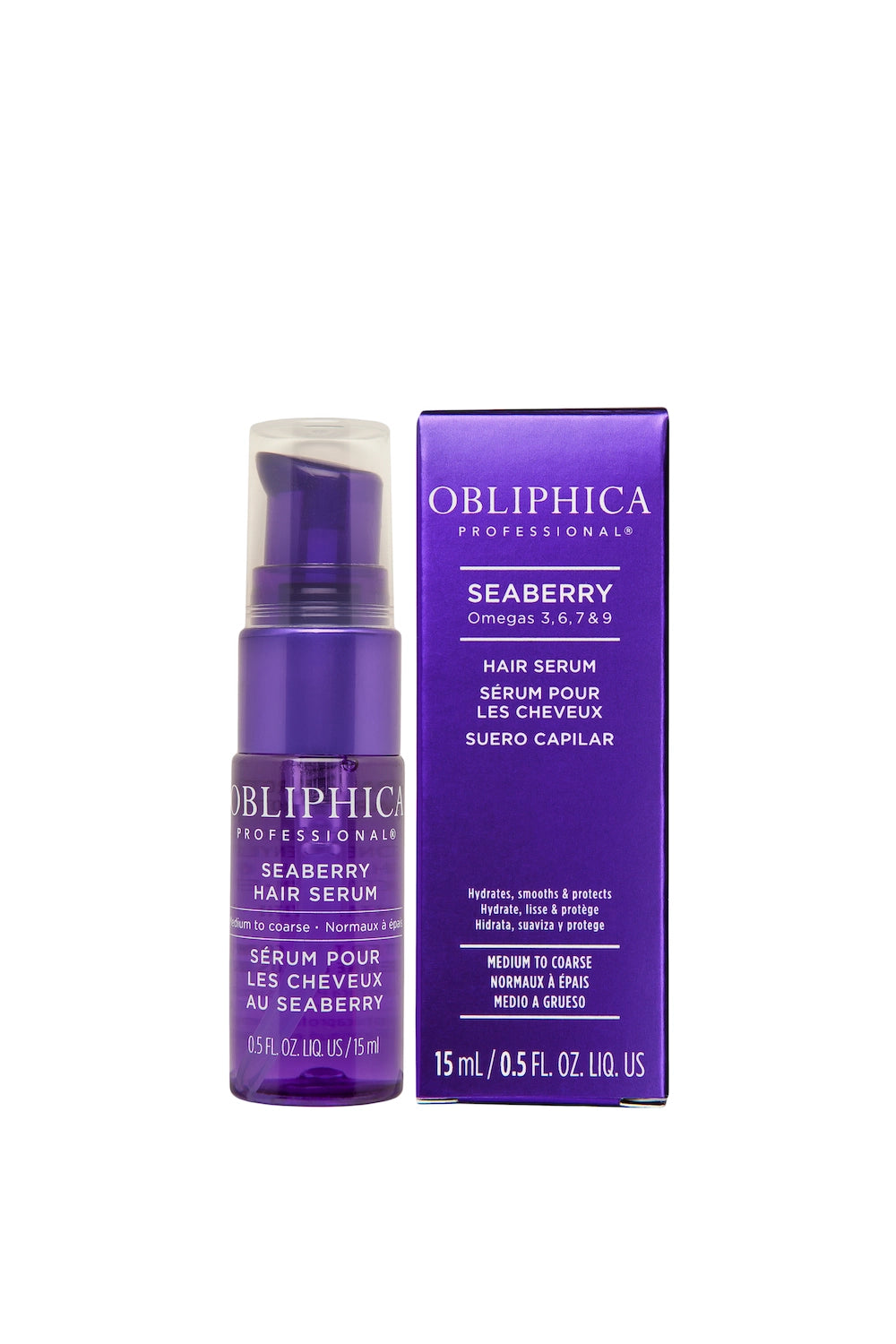 Obliphica Seaberry Hair Serum 15ml / 0.5oz. for Medium to Coarse hair textures. Hydrates, smooths & protects.