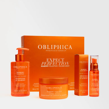 Obliphica Seaberry Volume & Body Collection, a 3-Step System, a luxurious, ultra-rich regimen formulated to revitalize fine, thin hair. Infused with the healing, rejuvenating, and protective properties of Seaberry Oil, it boosts body, smooths strands, tames frizz, sculpts styles, preserves color, and enhances shine. Expect perfection.