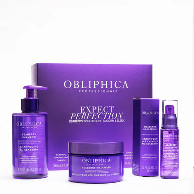 Obliphica™ Seaberry Sleek & Smooth Collection, 3-Step System, a luxurious, ultra-rich regimen carefully formulated to provide intense nourishment, banish frizz, and safeguard vibrant color. Infused with Seaberry Oil, celebrated for its healing and protective properties, this comprehensive system gently detangles, restores, and revitalizes your hair and scalp—without weighing down even the most challenging strands. Expect perfection.