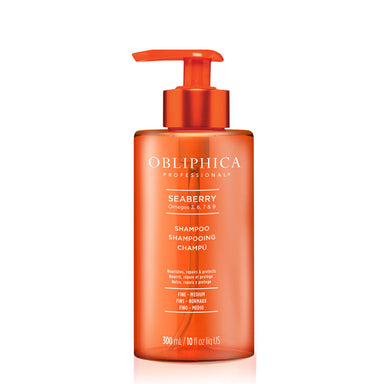 Obliphica Seaberry Shampoo for fine to medium textures. Elevate your haircare routine with the luxurious touch of Seaberry Shampoo—where strength meets weightless volume. This nutrient-rich formula is designed to fortify and rejuvenate fine, flat hair, transforming it into a fuller, more resilient version of itself. Infused with essential vitamins and minerals, it gently cleanses while reinforcing each strand from root to tip, enhancing body, bounce, and softness without weighing hair down. 