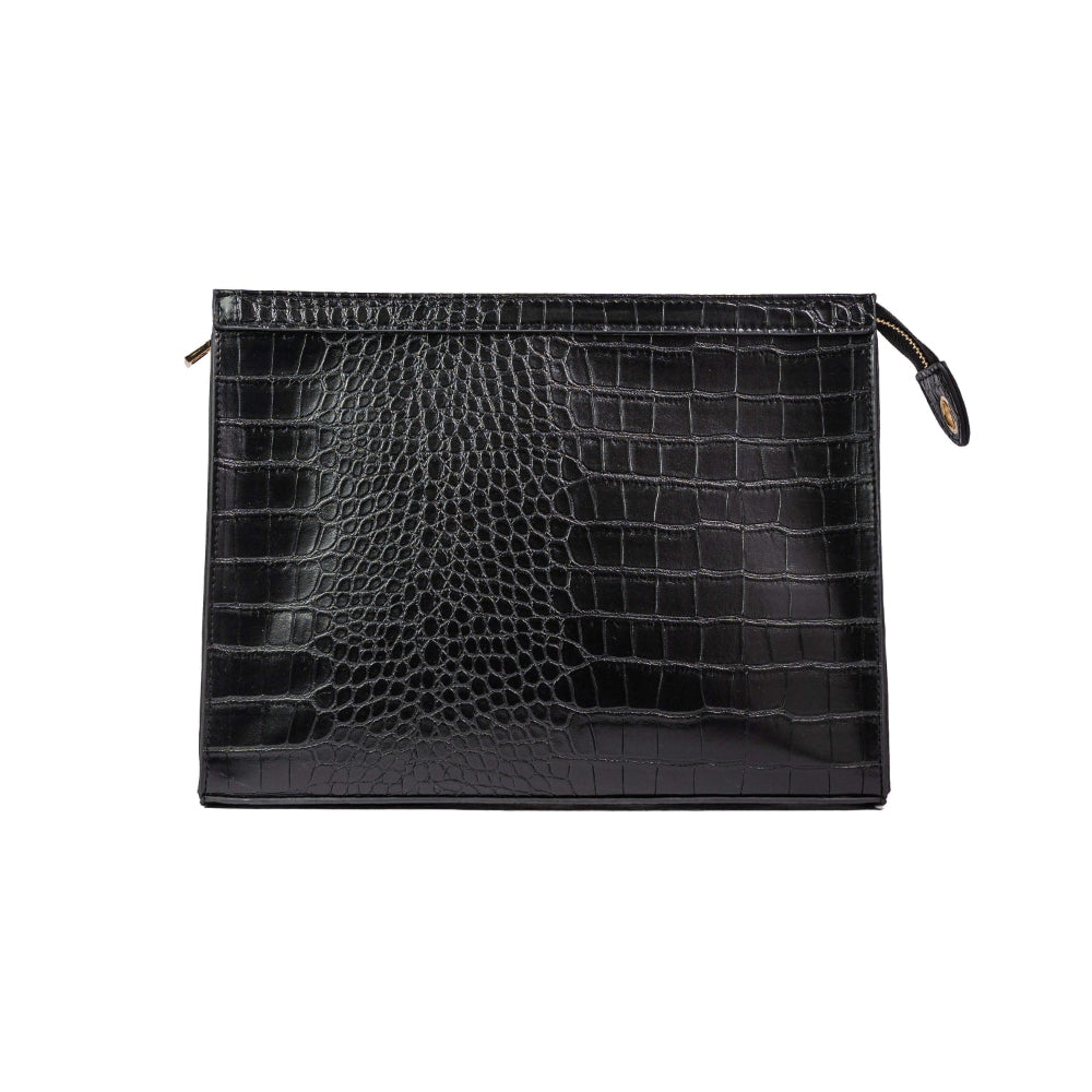 Obliphica Signature Croc Travel Black Bag, Front View