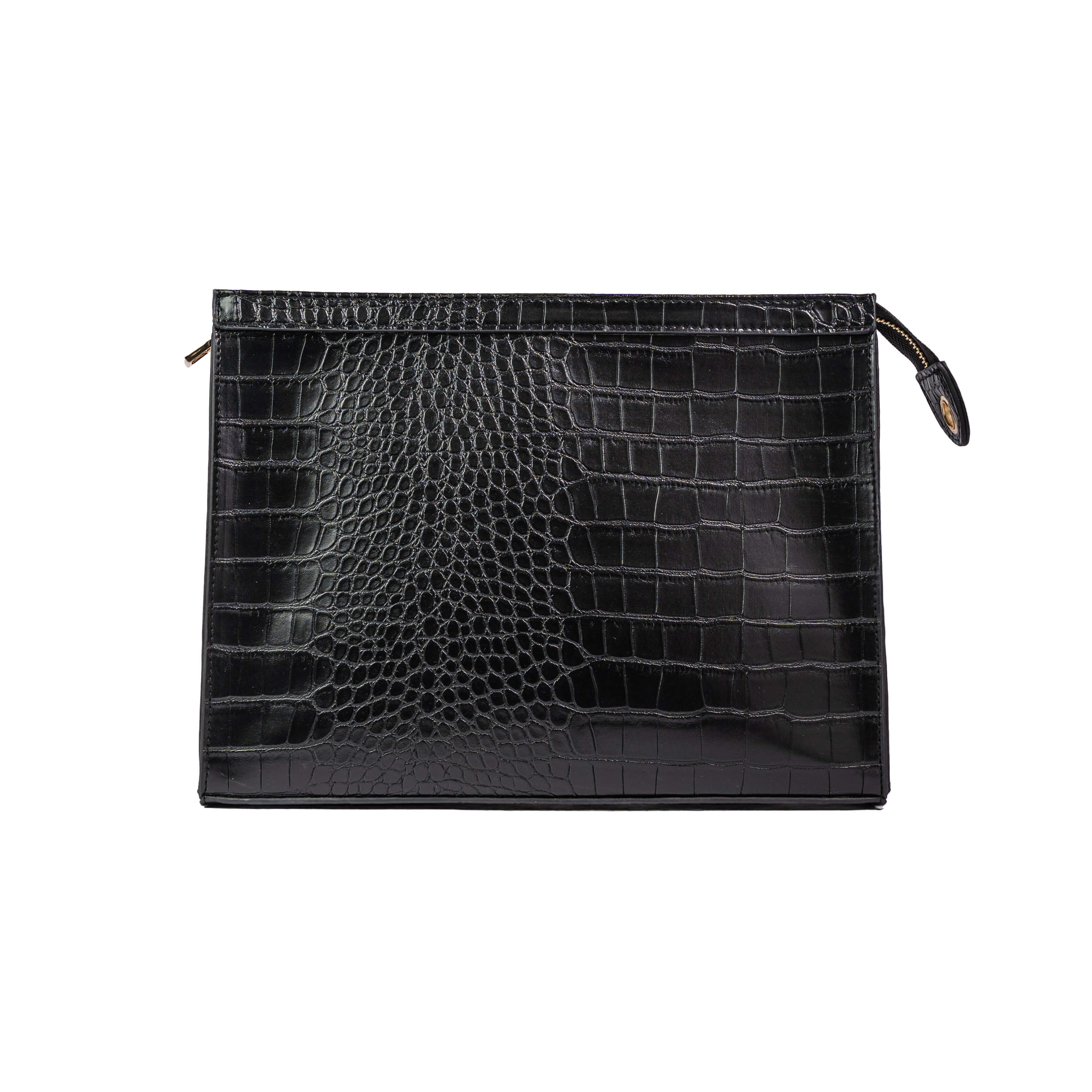 Obliphica Signature Croc Travel Black Bag, Front View