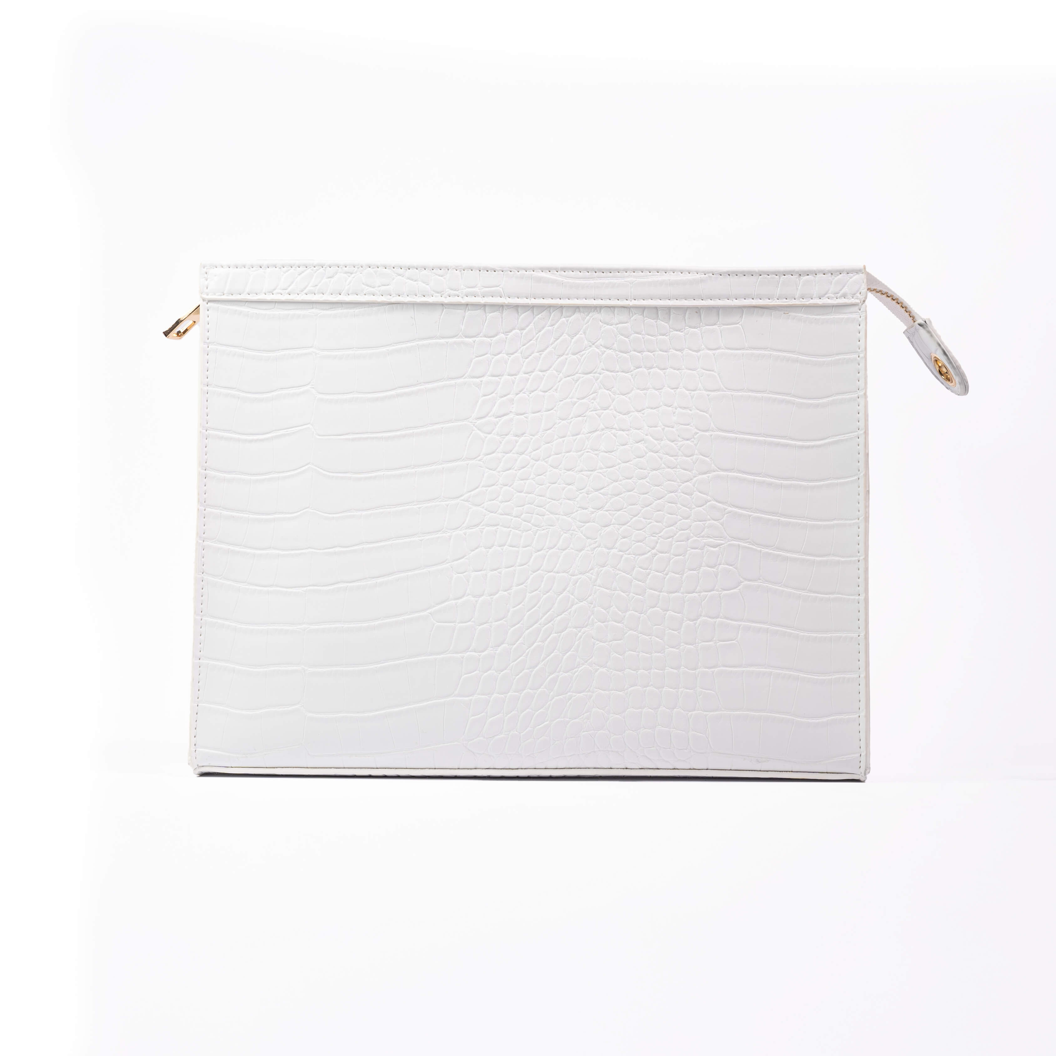 Obliphica Signature Croc Travel 
White Bag, Front View
